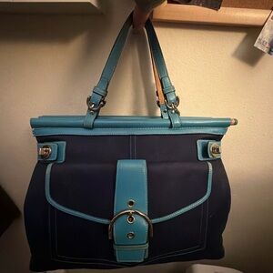 Coach Stylish Blue and Teal Handbag